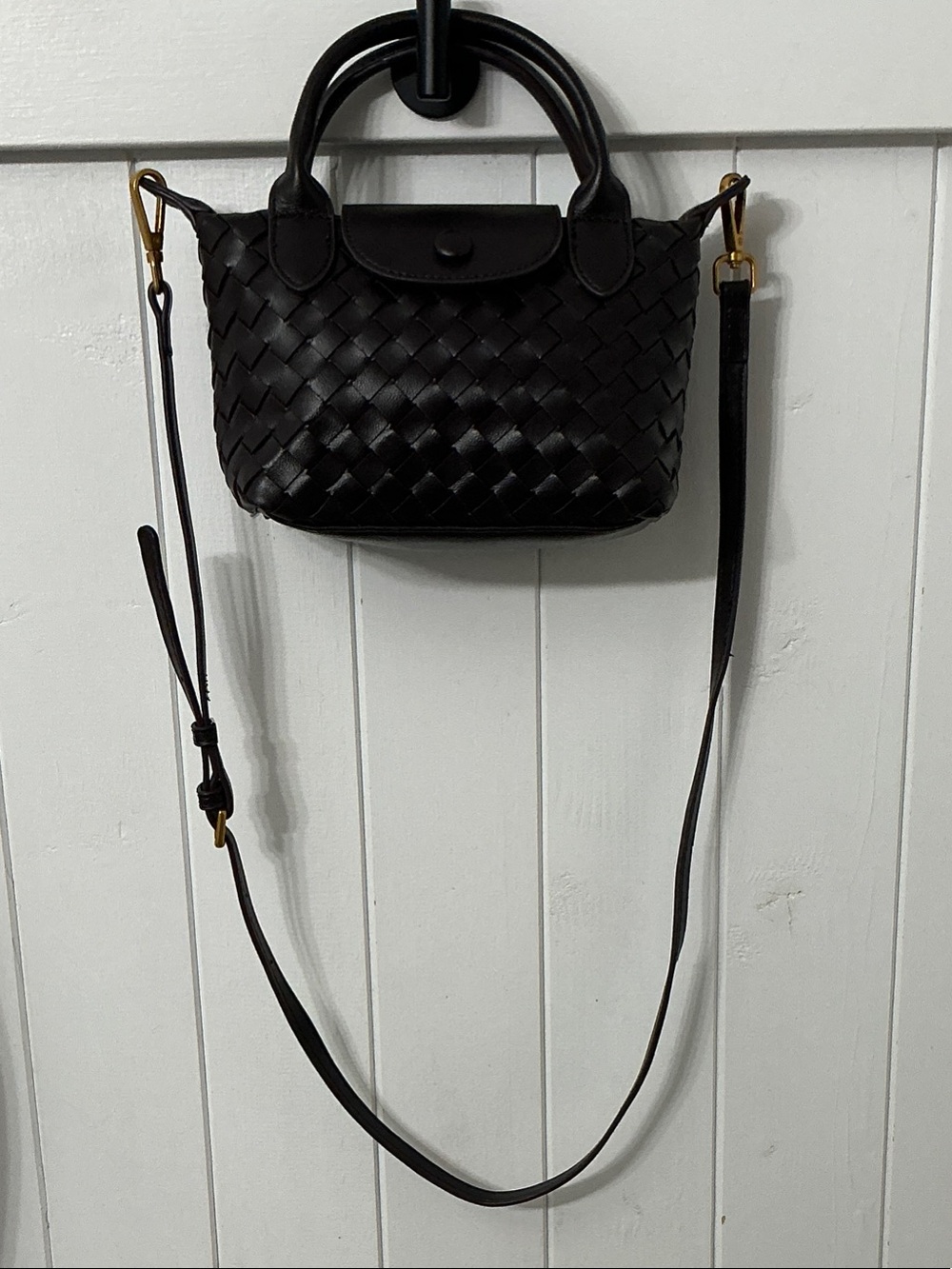Eggplant/Plum Woven Crossbody Satchel with Top Handle
